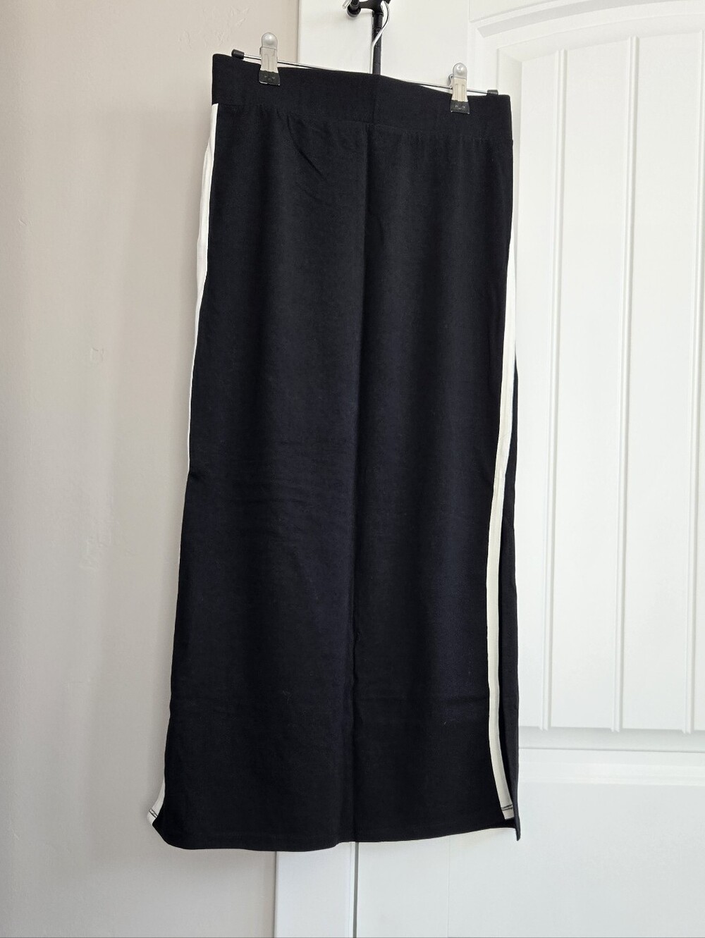 Black Midi Skirt with White Side Stripe
